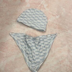 Kith Blue and White Hat Accessories and matching BIB for Nee born